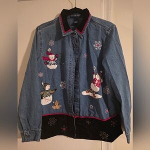L.A. Blues Women's Denim Jacket with Snowman Design